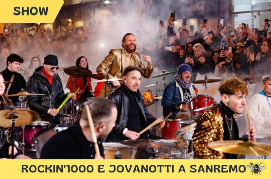 Rockin’1000 e Jovanotti a Sanremo 2025: un’epica “L’ombelico del mondo” per i 10 anni della band