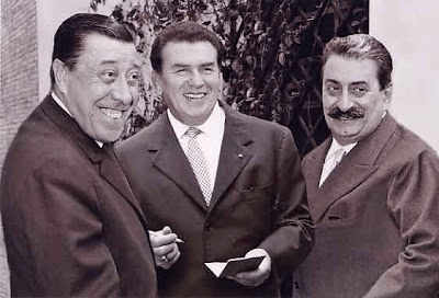 Da sinistra verso destra: Fernandel, Gino Cervi e Giovannino Guareschi